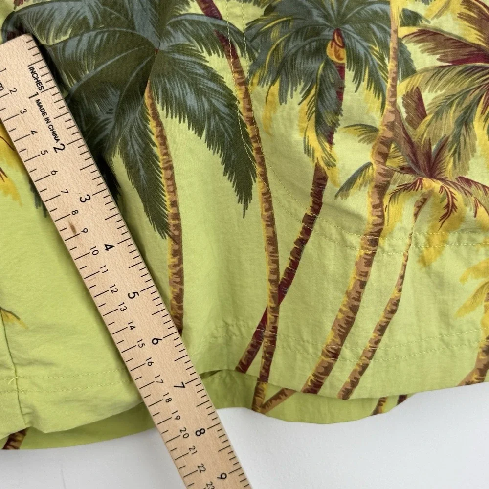 VTG Tommy Bahama Swimming Trunks Shorts Mens M Green Yellow Palm Floral Print